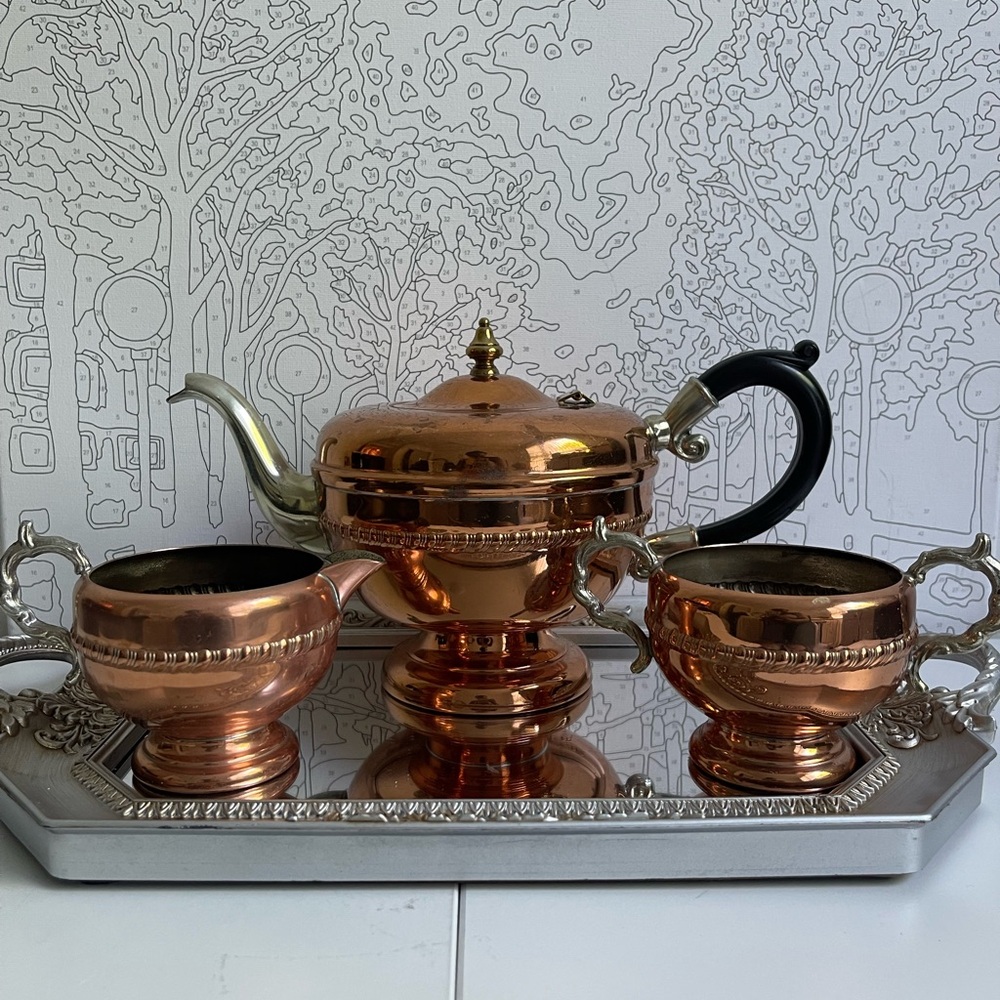 Viking Plate EP Copper Coffee/ Tea 3 Piece Set